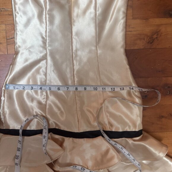 Gold Satin Jessica McClintock from Sax department store Size one strapless - Picture 4 of 7